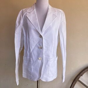 RALPH LAUREN Ivory Jacket Blazer Textured 99% Cotton 1% Spandex Fabric Sz M NEW!